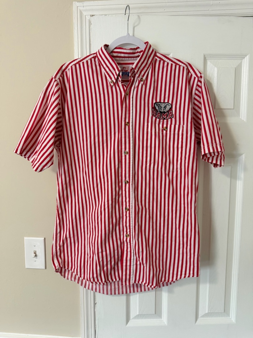 Vintage Alabama Crimson Tide Striped Short-Sleeve Button-Down Shirt
